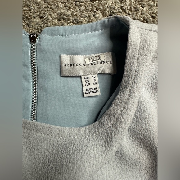 Rebecca Vallance Billie Flare Ruffle Mini Dress Sz 8 Ice Blue feminine work - Picture 3 of 6